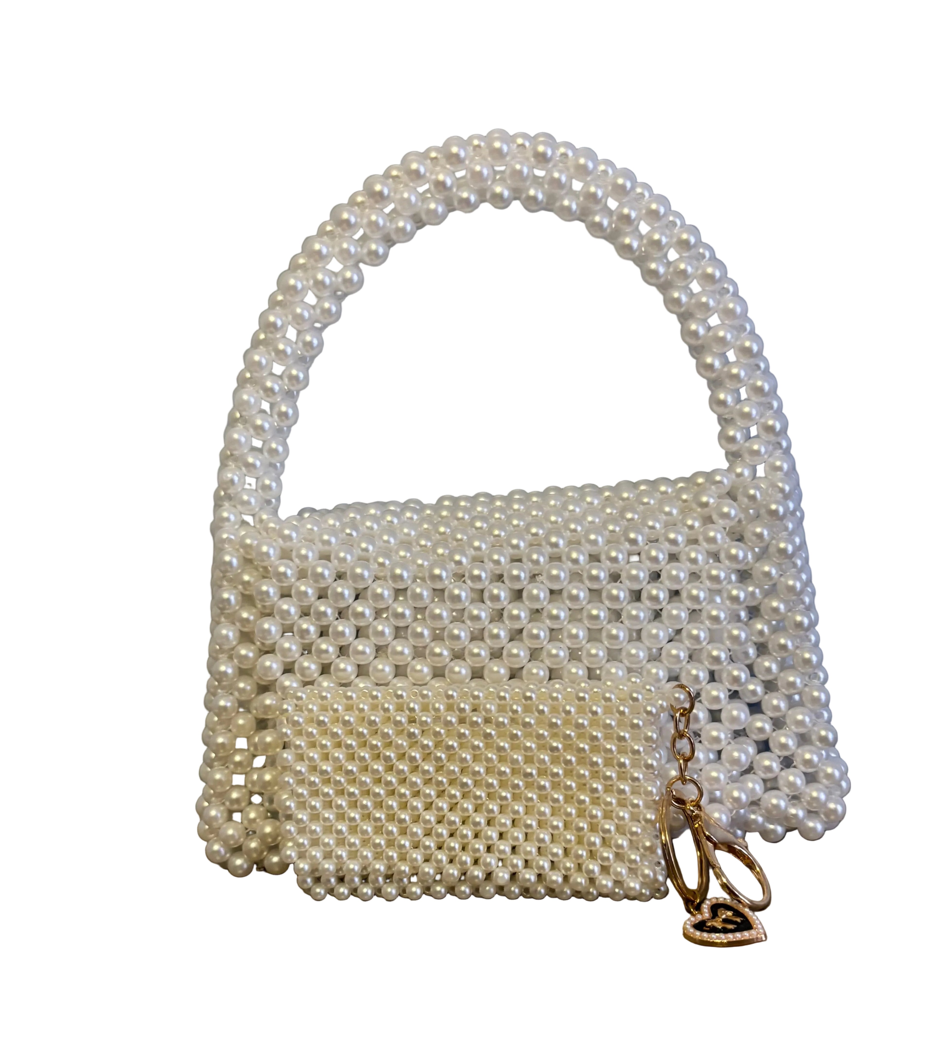 Beads purse with card holder white
